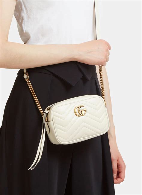 gucci white gg marmont matelassé mini bag|gucci marmont matelassé shoulder bag.